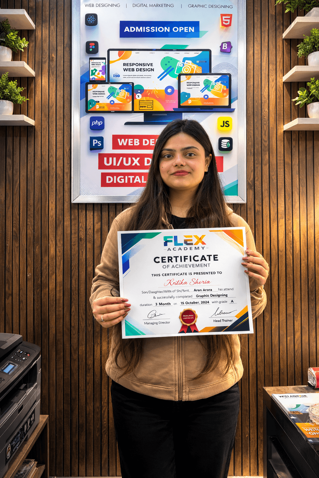 Flex Academy student placement certificate 1