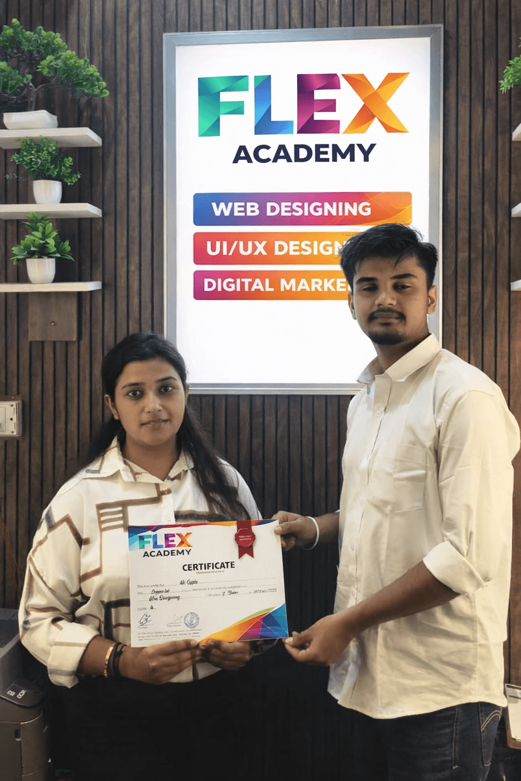 Flex Academy student placement certificate 12
