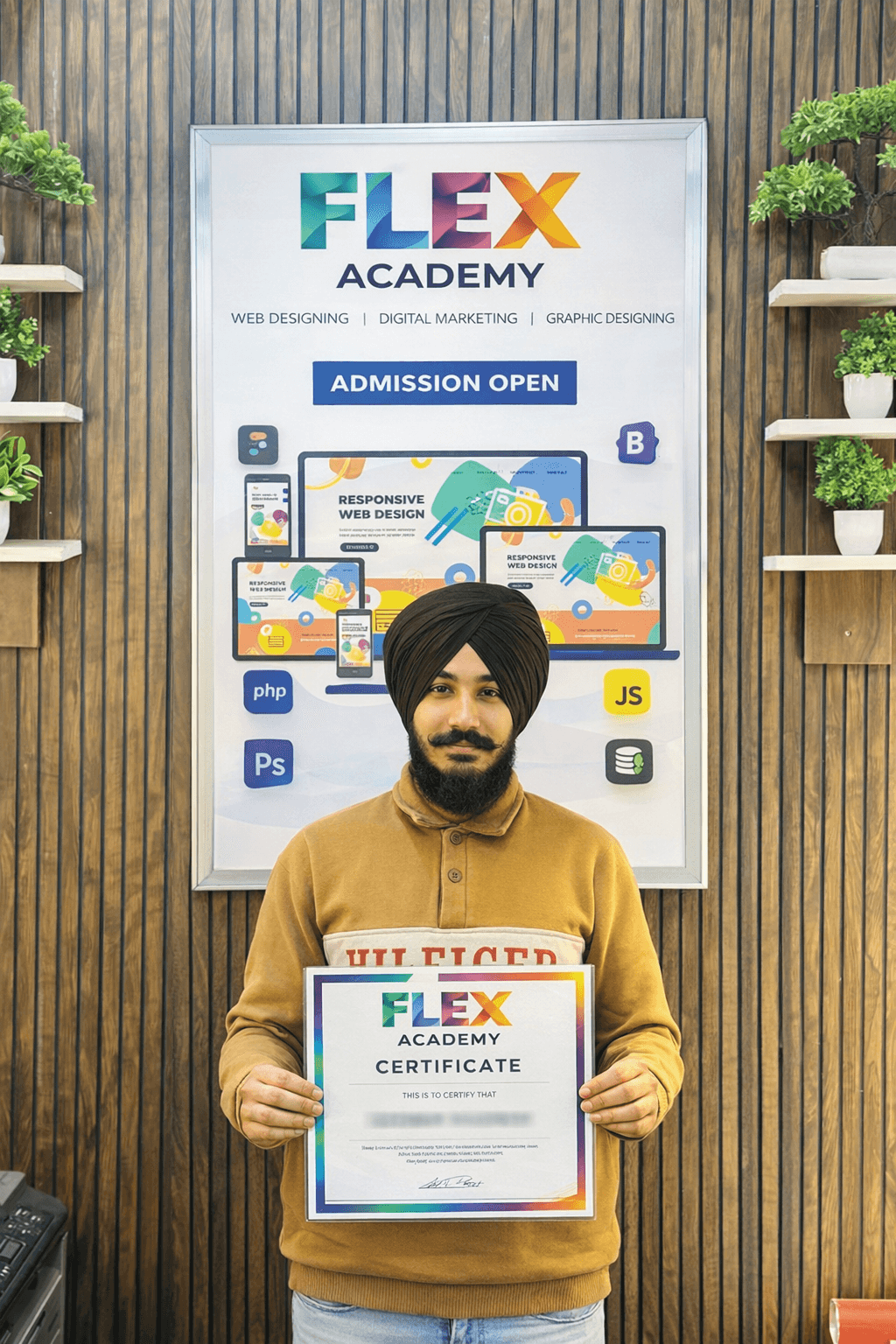 Flex Academy student placement certificate 2