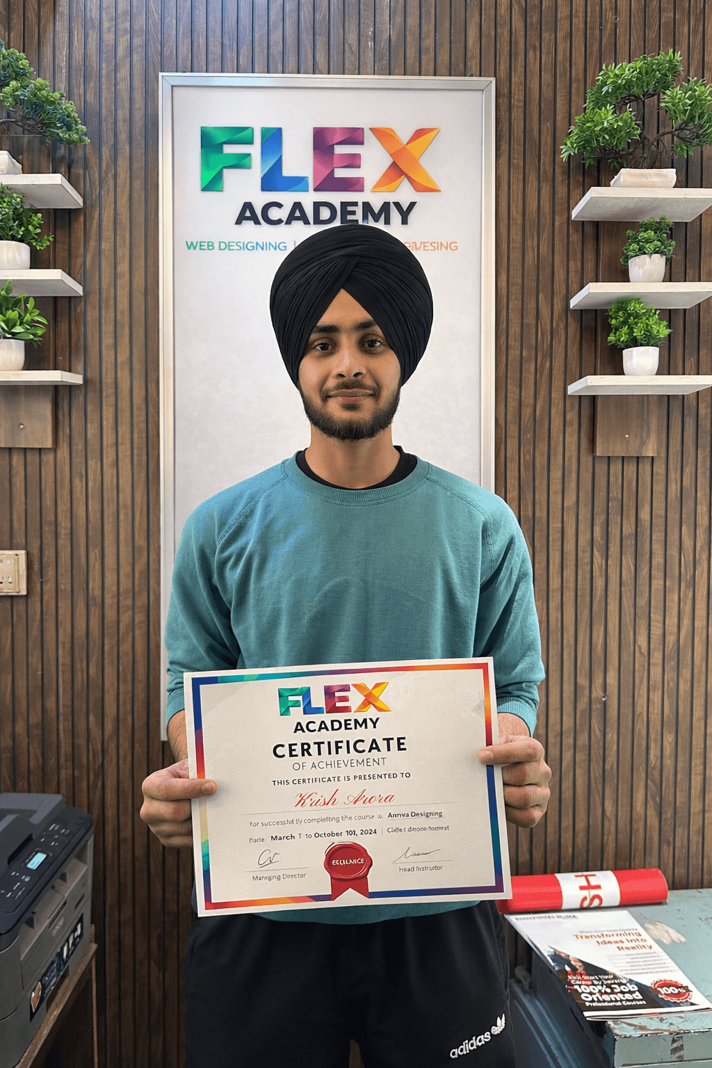 Flex Academy student placement certificate 7