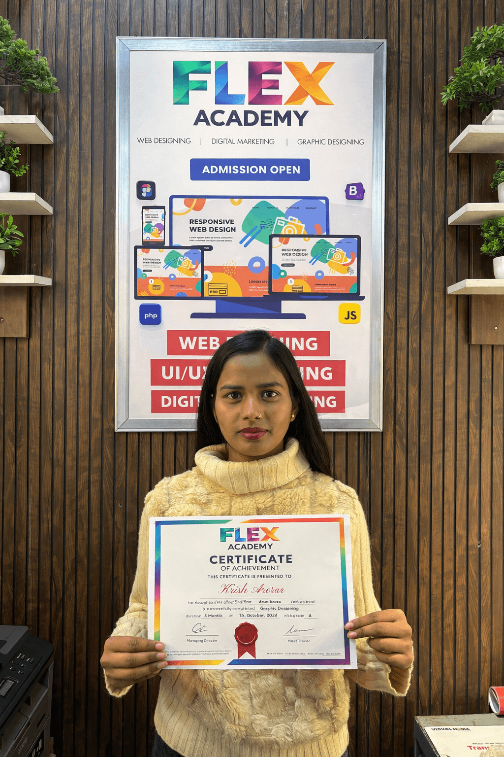 Flex Academy student placement certificate 8