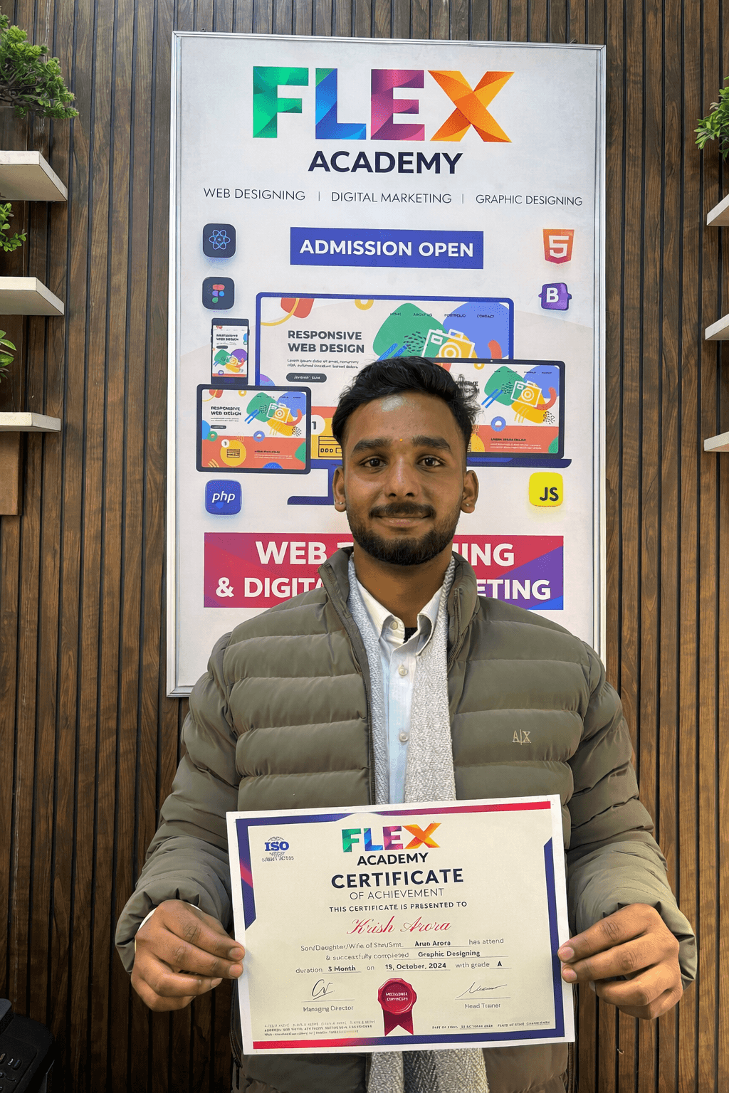 Flex Academy student placement certificate 9